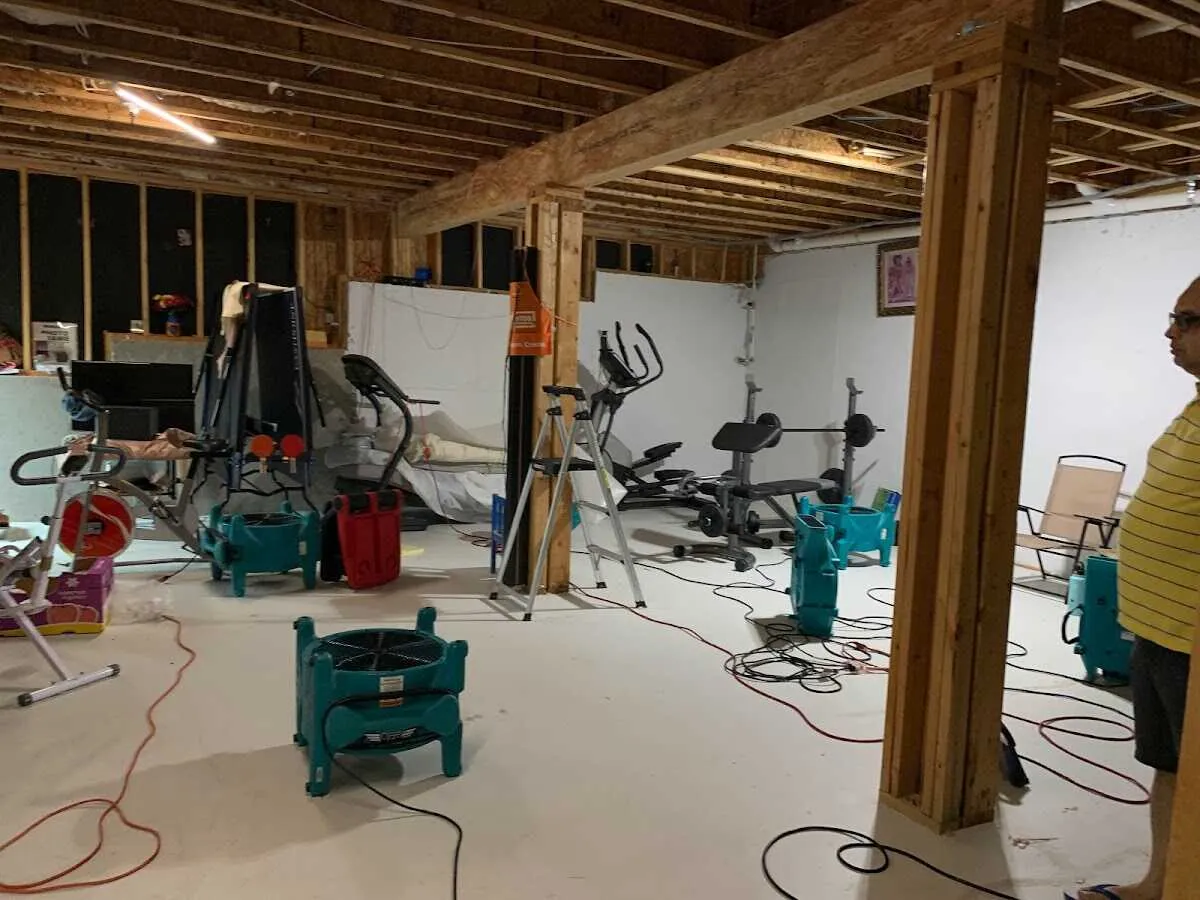 Basement drying equipment setup for Structural Drying in Perrysburg