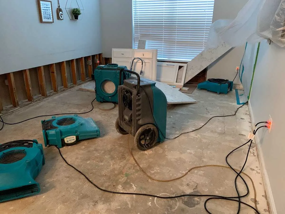 Dehumidifier in flood-cut room for Water Damage Restoration in Perrysburg